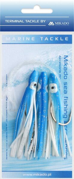 Mikado Meeres-Set - Octopus Rig 8cm - Haken 3X6/0 - Blau und Weiss