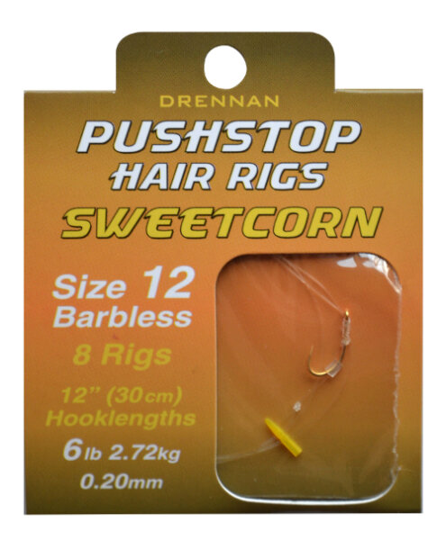 Drennan Pushstop Sweetcorn Hair Rig Gr. 10 Vorfach-Ø 0,23mm 8 Stück