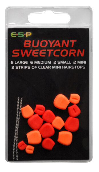 Drennan Mais Floating Buoyant Sweetcorn Rot/Orange 16 Stück +  2 Streifen Hair S